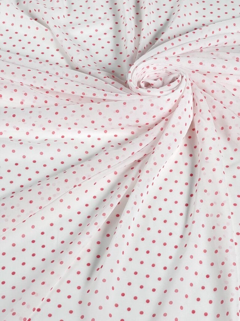 Chiffon with "Polka Dot" Pattern "Pink Peas"