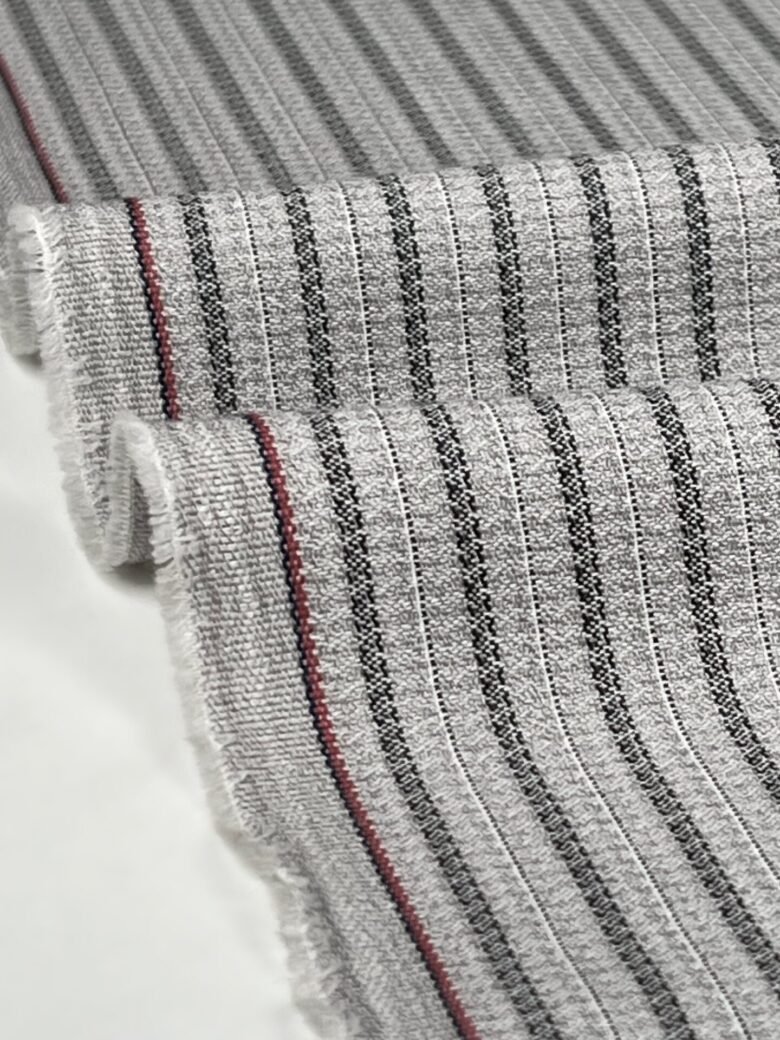 Suit Fabric with "Virgin" Wool "Luca" Grey Striped Pattern
