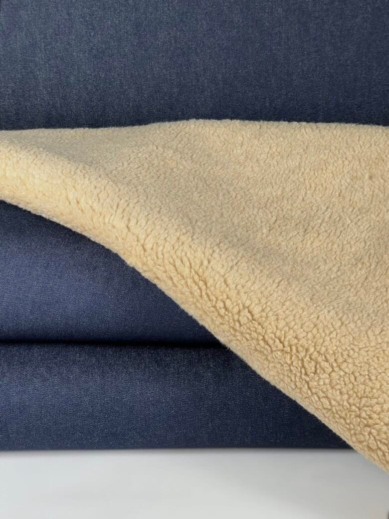 Italian Reversible Denim and Faux Fur Fabric "Liuis"