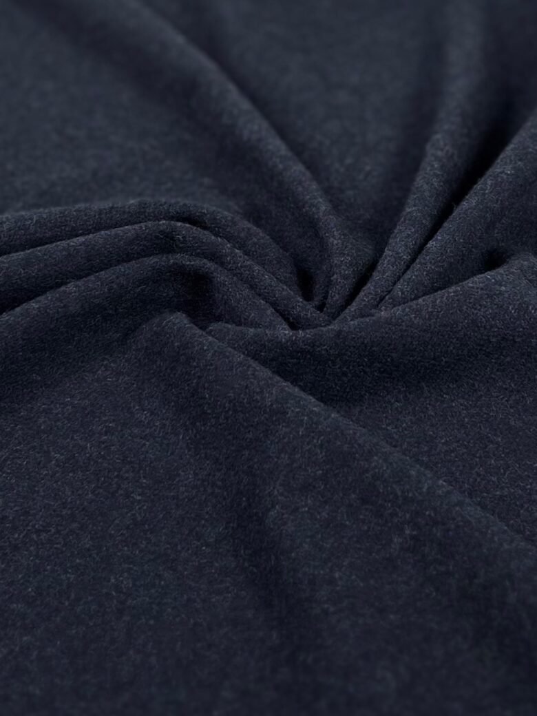 Italian "Virgin" wool fabric coat with velvety surface "Blue Black"