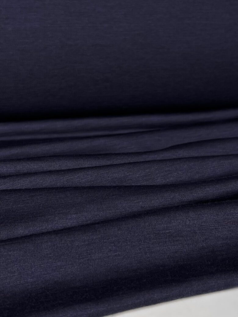 Elastic Jersey Fabric of Merino Wool and Natural Silk (Premium Quality) in Dark Violet Color 150