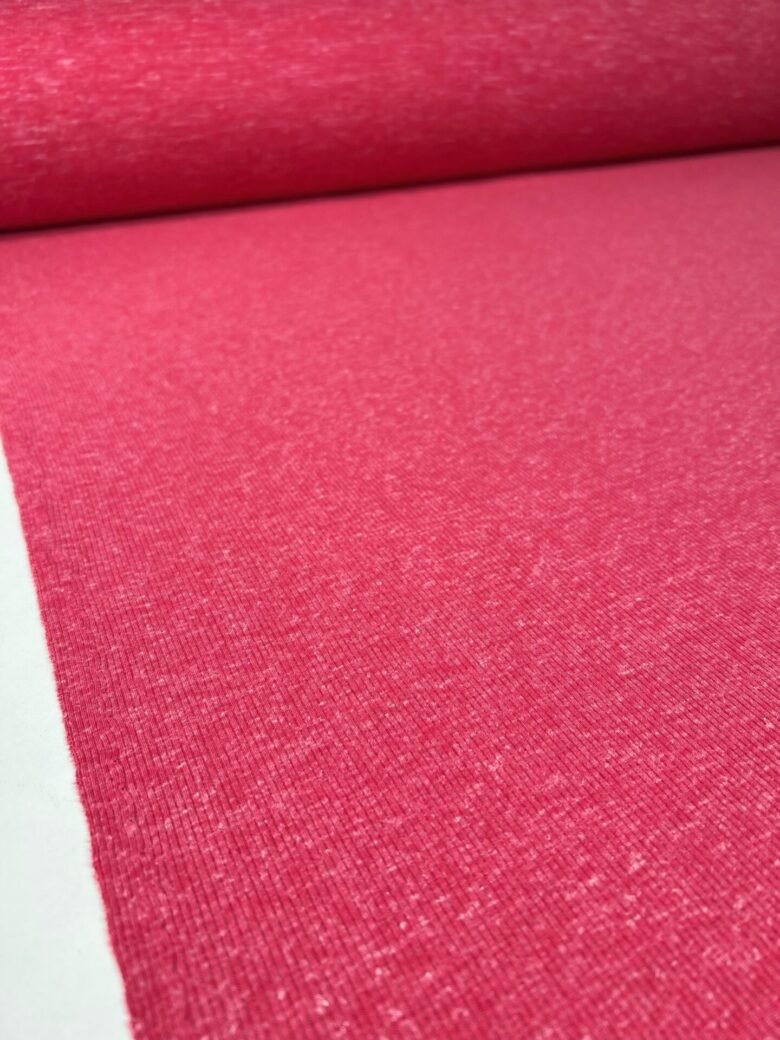 Merino wool, polyester and true hemp stretch knitwear (rib texture) pink melange 156