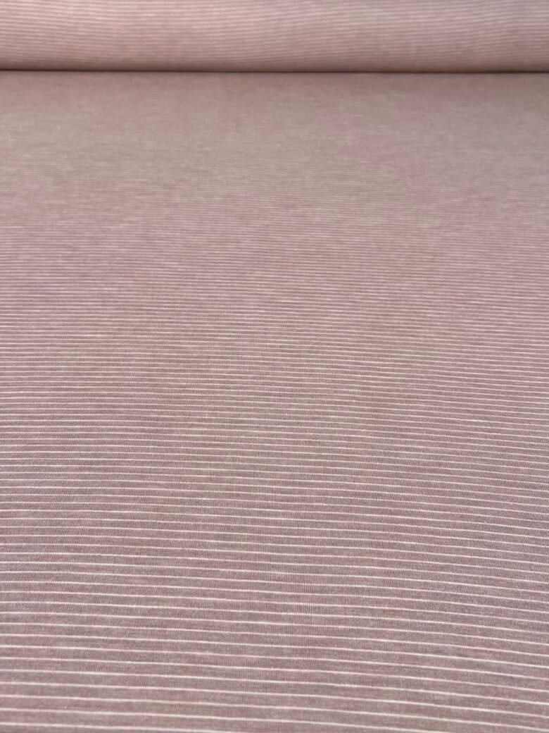 Merino vilnas un dabīgā zīda elastīgs trikotāža (premium kvalitāte) svītrainā rakstā „Rose Mauve“ 161