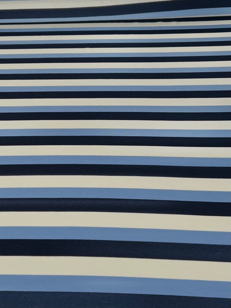 Merino vilnos elastingas trikotažas (premium kokybė) dryžuoto rašto „Horizons“ 158