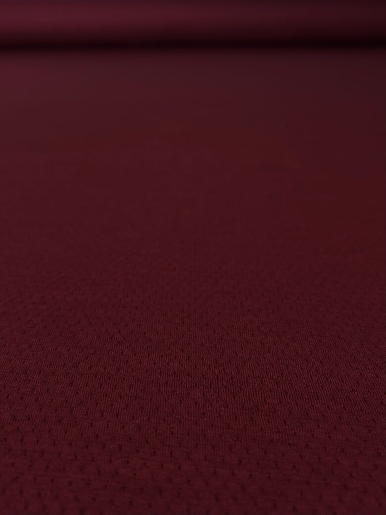 Merino vilnos ir tencelio dvisluoksnis elastingas trikotažas (su faktūra) „Burgundy Bordo“ spalvos 185
