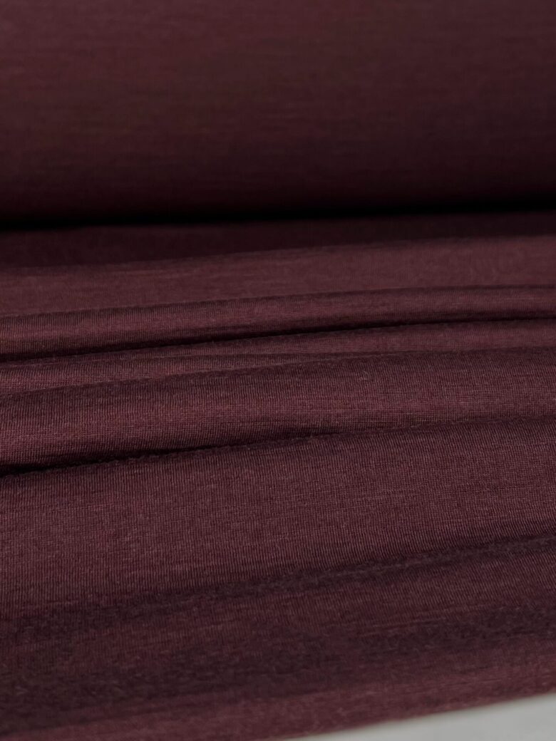 Merino vilnos ir natūralaus šilko elastingas trikotažas (premium kokybė) bordinės spalvos 153
