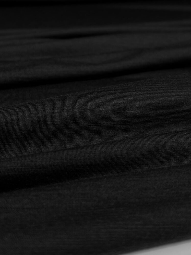 Эластичный трикотаж из мериносовой шерсти и полиэстера (премиум качество) «Deep Black» 049