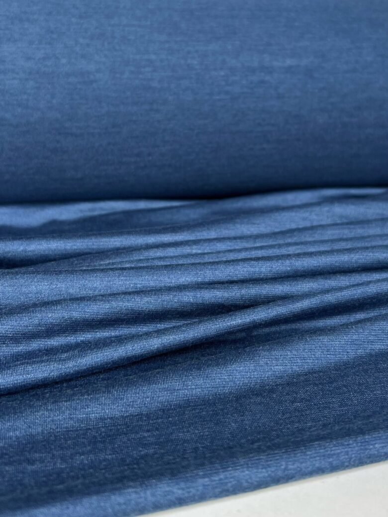 Elastic Jersey of Merino Wool and Natural Silk (premium quality) in Blue Color 149