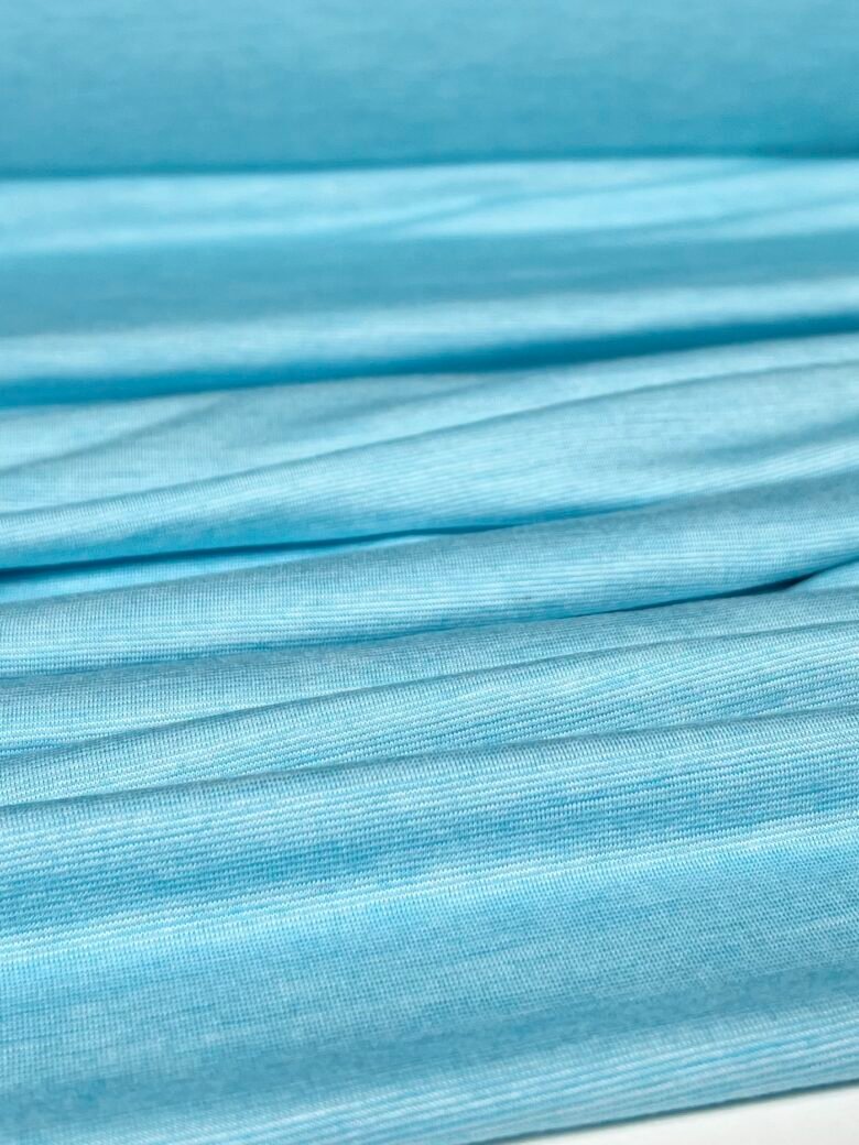 Merino wool and lyocell stretch knitwear (premium quality) with fine stripe pattern in sky blue color 082