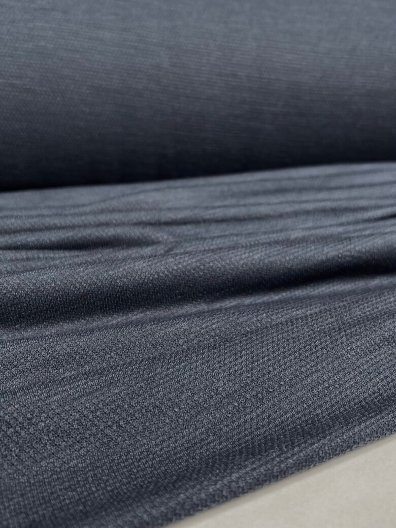 Merino Wool, Lyocell and Polyamide Stretch Knitted Fabric with Texture (Premium Quality) "Sea Depth" 142