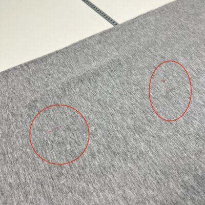 Трехниточный петляный трикотаж с начесом PENYE серого цвета меланж (MX03) (цена за остаток 4 м) (С БРАКОМ) — изображение 2