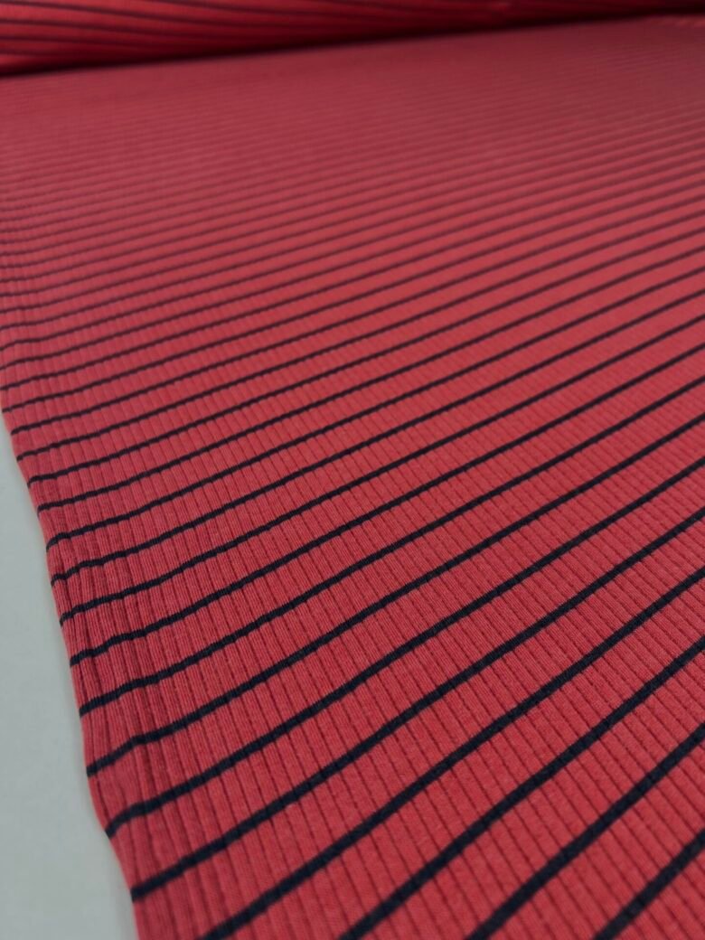 Merino Wool and Cotton Stretch Jersey (Rib Texture) "Raspberry" 159