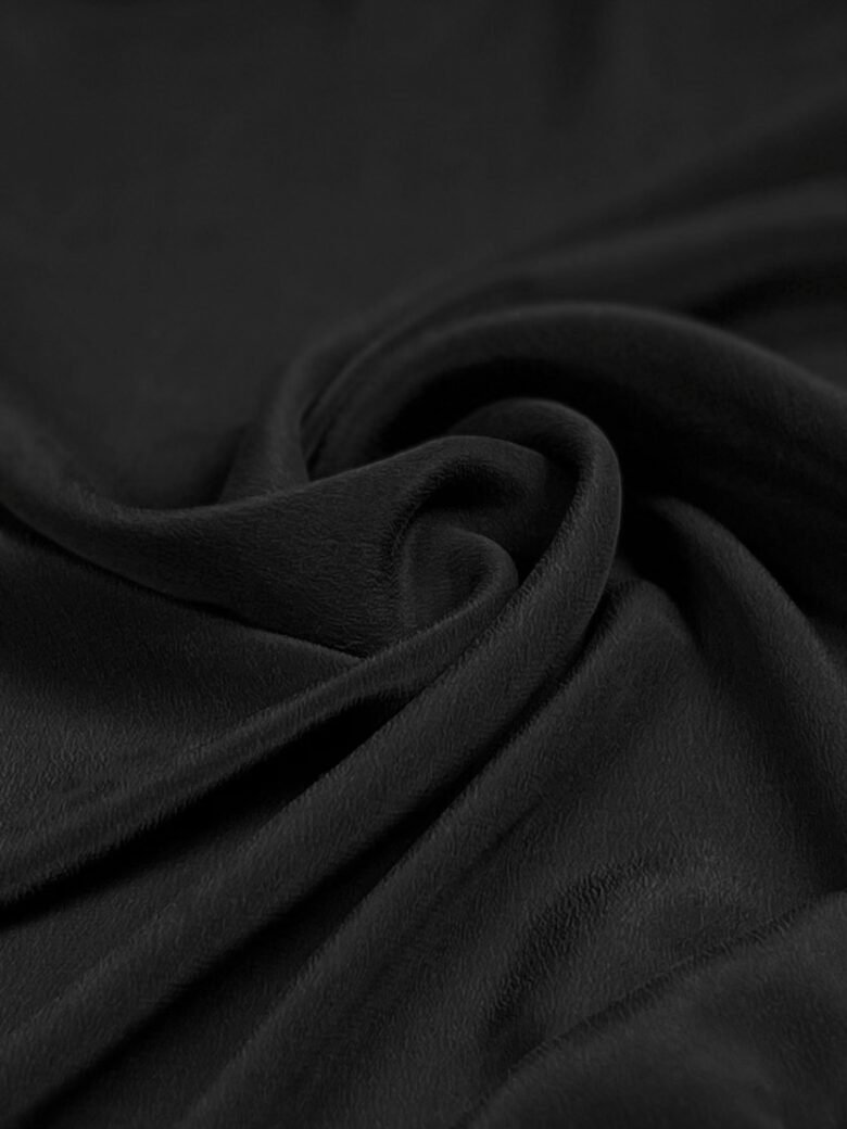 Italian collectible satin plain silk with elastane in black color 01
