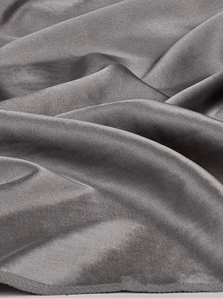 Italian collectible satin solid silk with elastane in gray color (price for remaining 1.15 m)