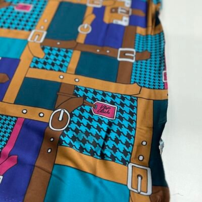 Itališkas kolekcinis satininis šilkas unikalaus dizaino su elastanu „Ralphie“ (SU BROKU) (kaina už likutį 1.5 m) - Image 4