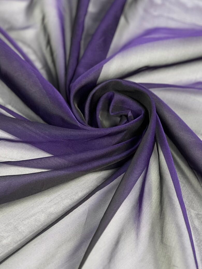 Italian Collectible Solid Color Natural Silk Chiffon in Violet Color