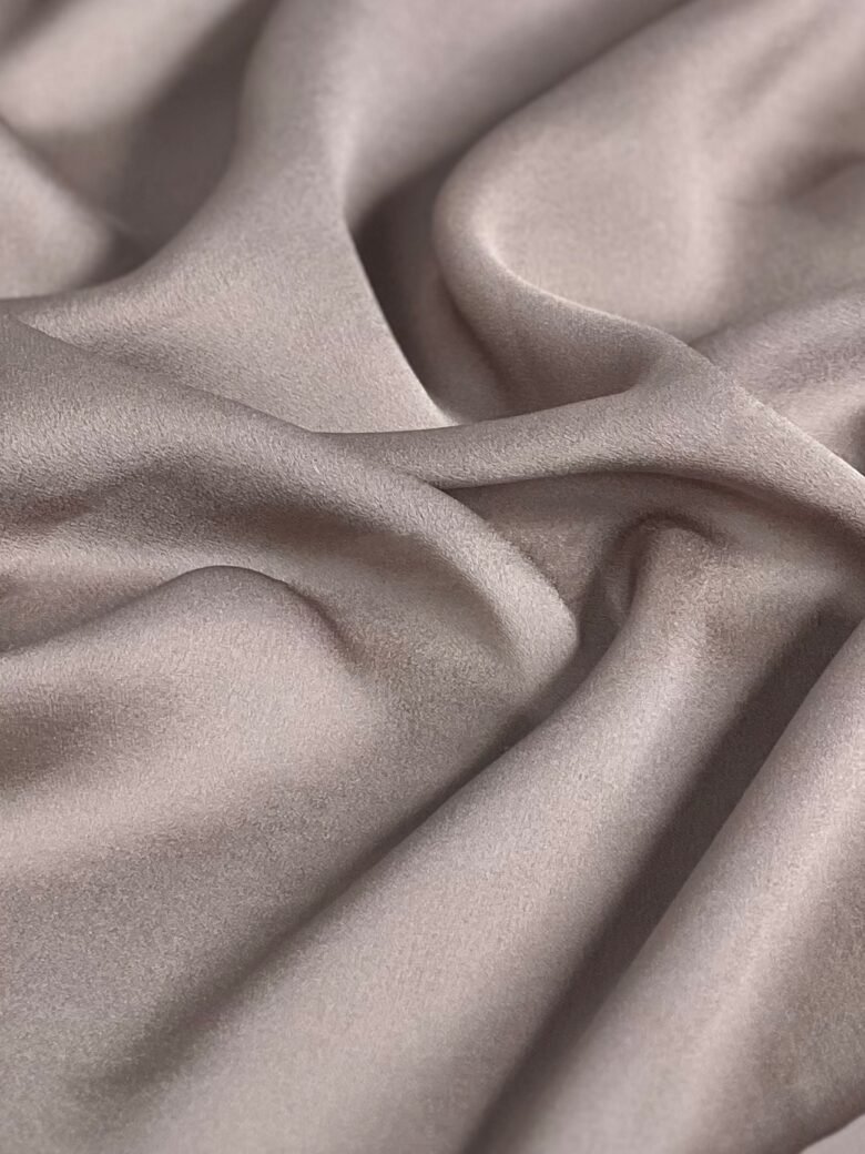 Solid Color Natural Silk Crepe Satin with Elastane "Light Cappuccino"