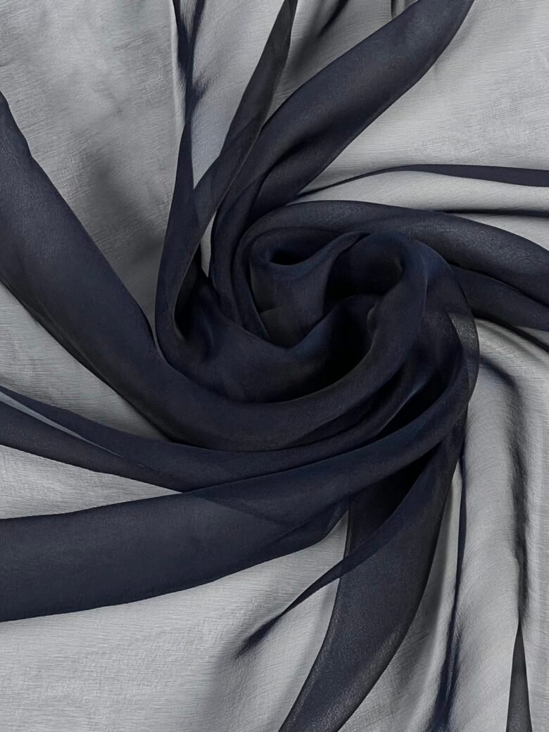 Italian Collectible Solid Color Natural Silk Chiffon "Dark Blue Sky"