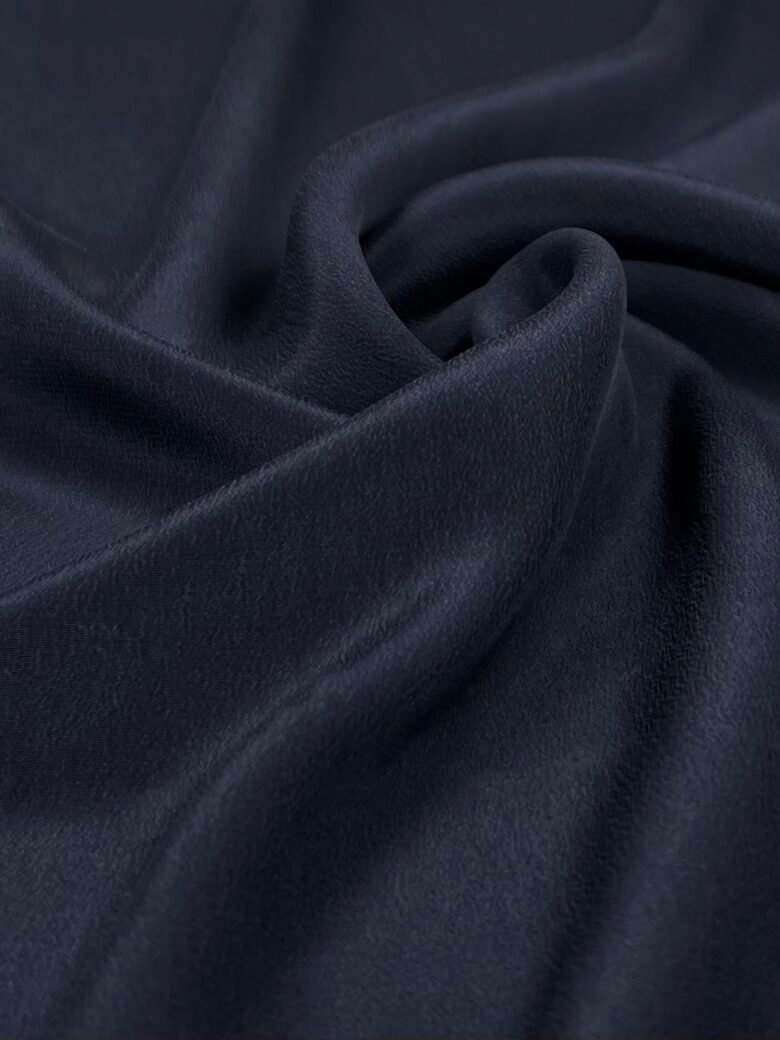 Однотонный натуральный шелк с эластаном «Dark Blue» 02