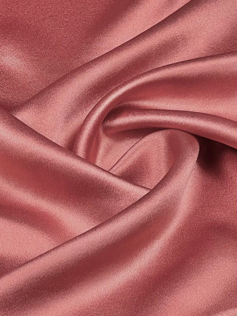 Однотонный сатиновый шелк с эластаном «Terracotta Pink»