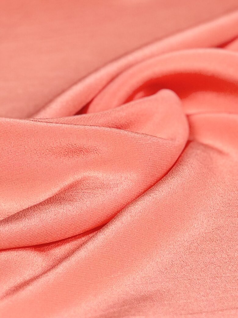 Solid Color Natural Silk Crepe Satin with Elastane "Peach"