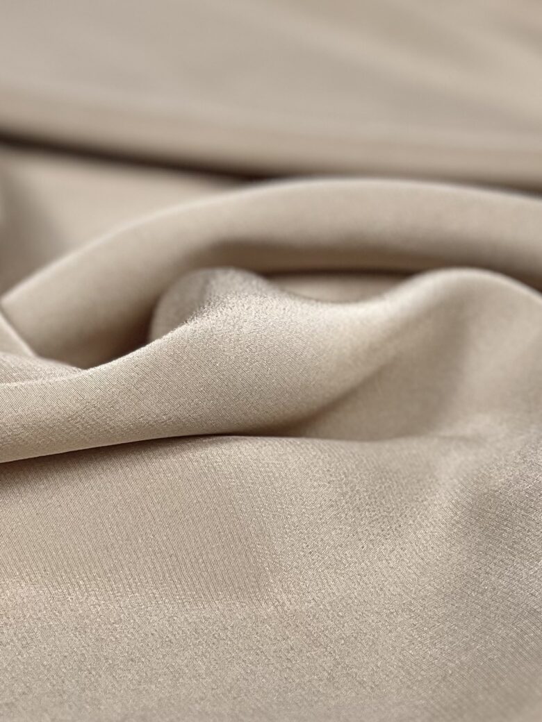 Solid Color Natural Silk Crepe Satin with Elastane in Sand Color