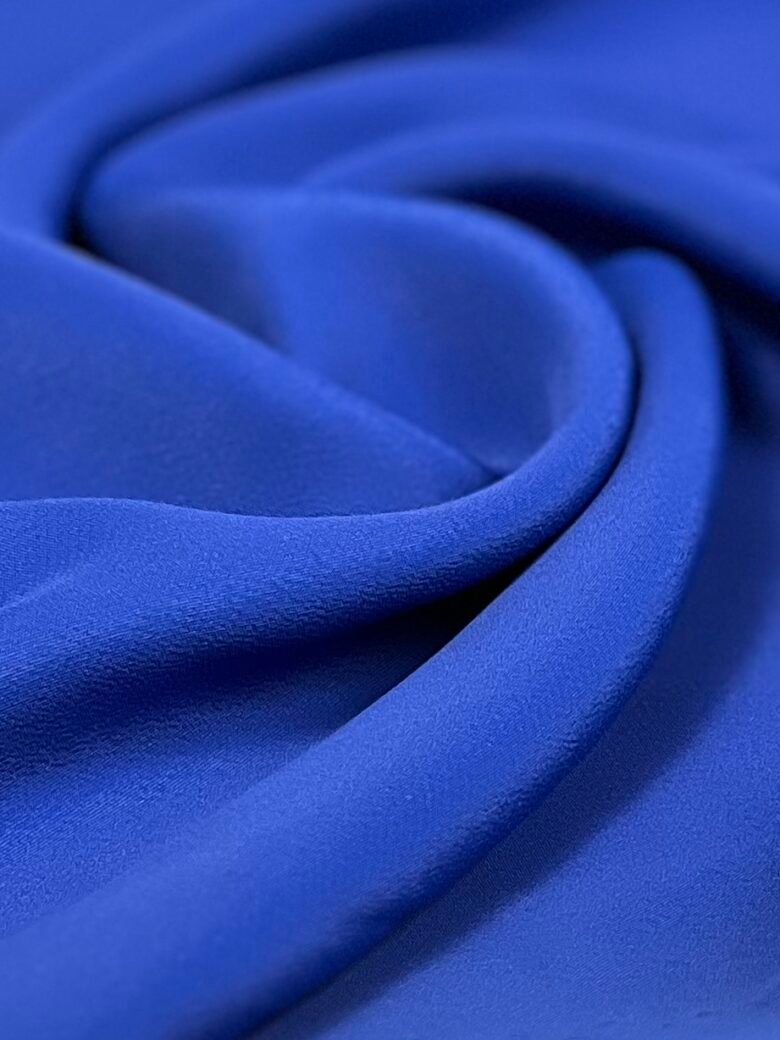 Solid Color Natural Silk Crepe Satin with Elastane "Blue" (price for leftover 1.8 m)