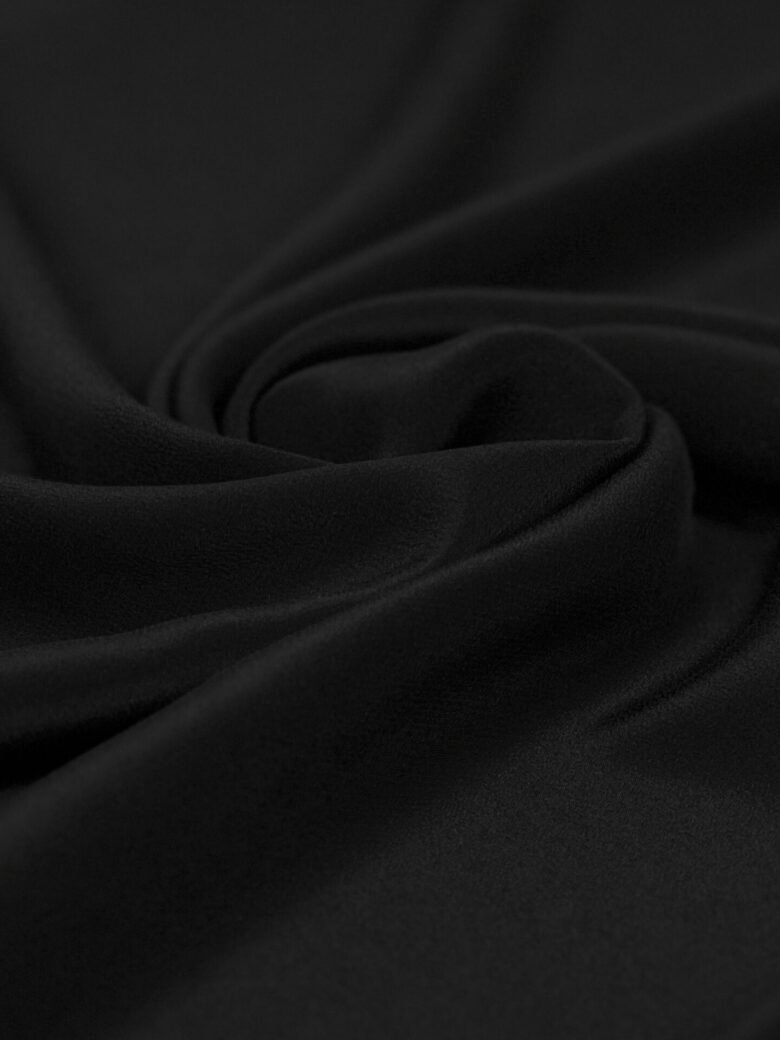Solid Natural Silk Crepe Satin with Elastane "Black"