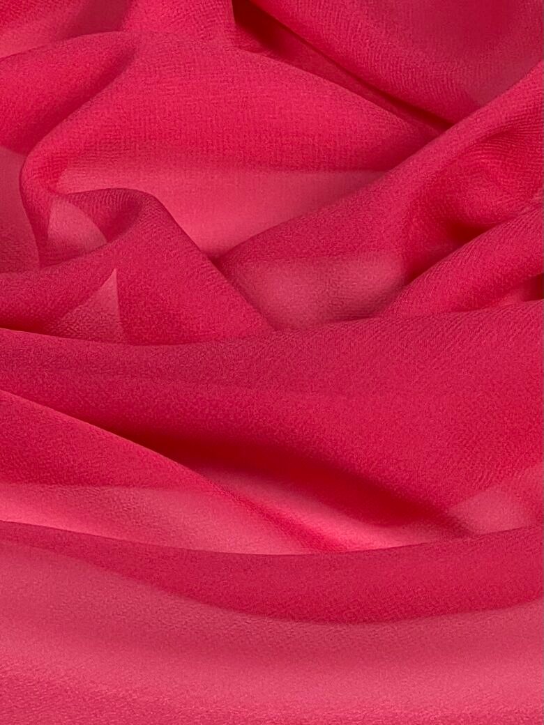 Itāļu kolekcijas šifons vienkrāsains dabīgais zīds ar elastānu „Pink“ (cena par atlikumu 3 m)