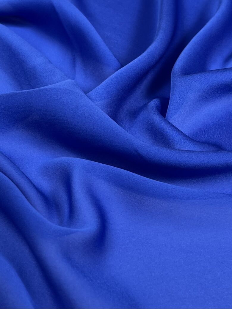 Solid Natural Silk Crepe Satin with Elastane "Blue"