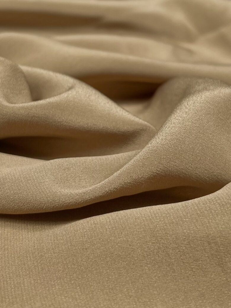 Solid Color Natural Silk Crepe Satin with Elastane "Golden Sand"
