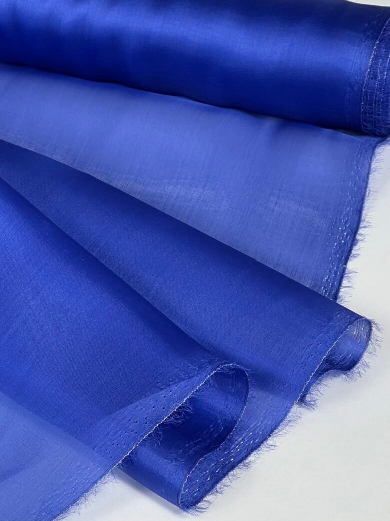 Itāļu kolekcijas dabīgā zīda organza zila krāsā