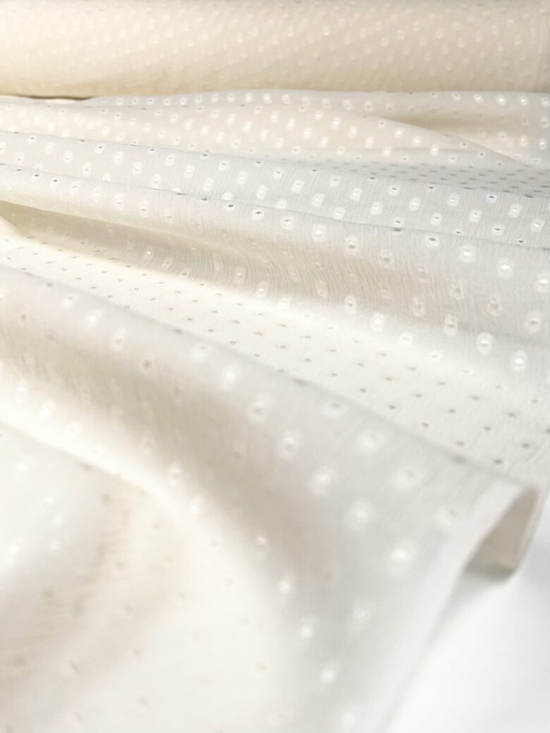 Italian chiffon silk fabric with 3D pattern 'Mini Pearls'