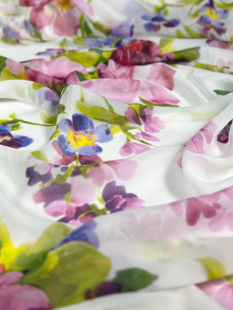Italian Collectible Stretch Chiffon Silk with "Elegance" Design
