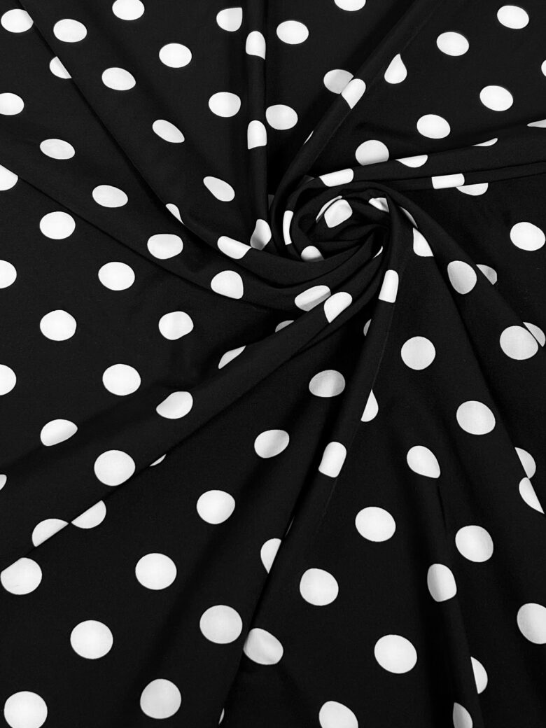 "Silky" dress fabric with bubble pattern "Black and White"