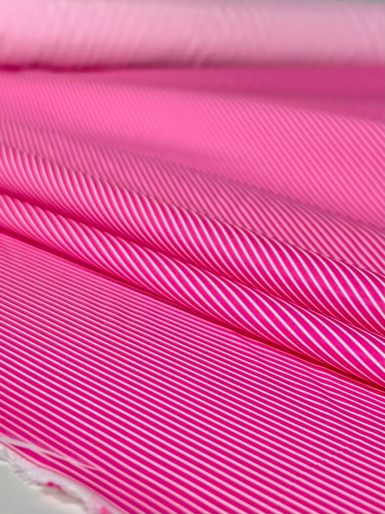 Thin jacket fabric with small stripes pattern "Pink"