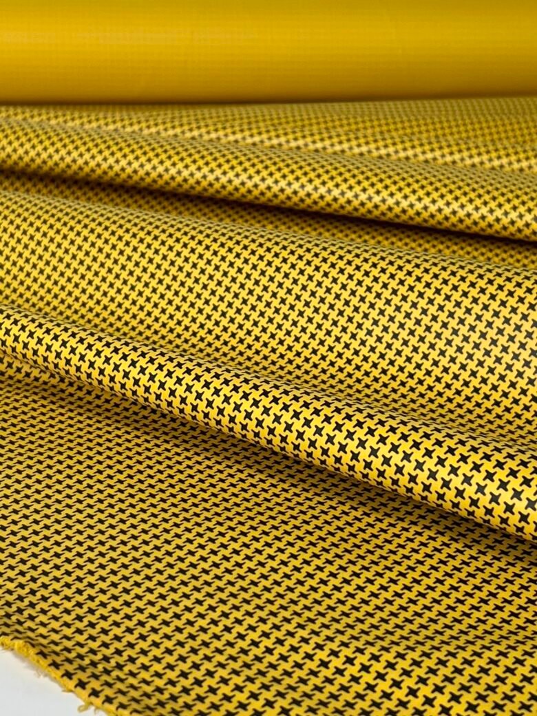 Thin jacket fabric in houndstooth pattern "Citrine"