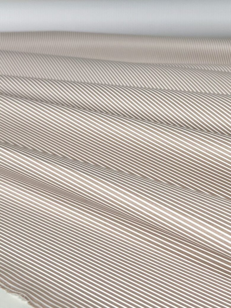 Thin jacket fabric with a small striped pattern "Light Beige"