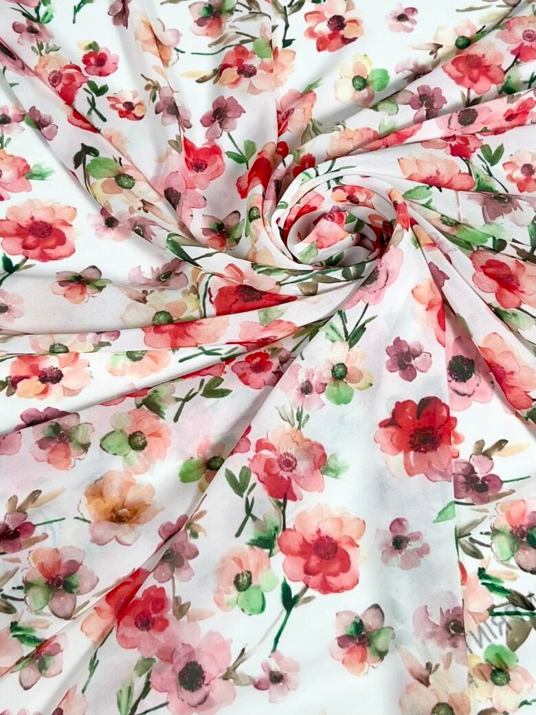 Chiffon with "Watercolor Flowers" Design