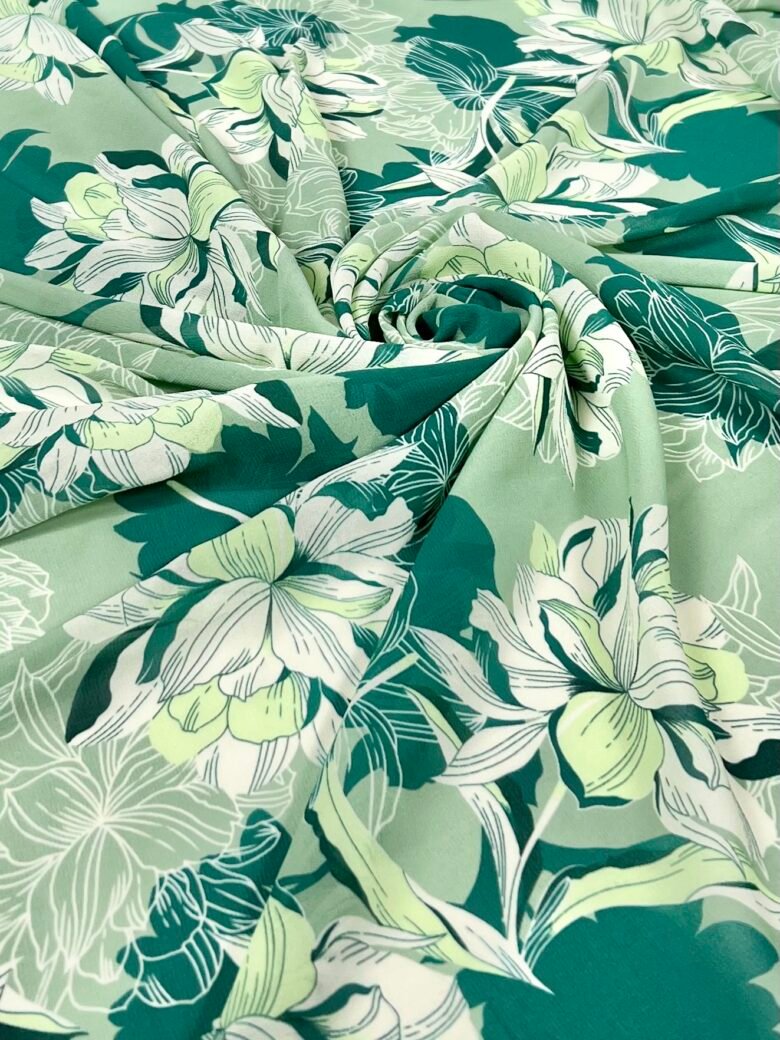 Chiffon with "Green Flores" Design