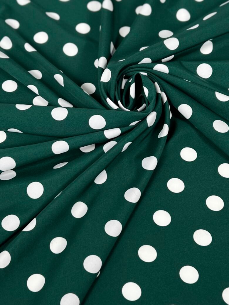 "Silky" dress fabric in emerald color with bubble pattern