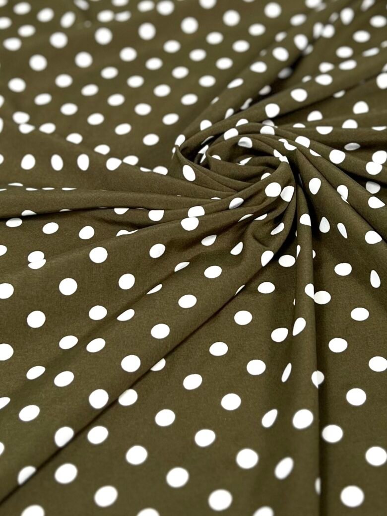"Silky" dress fabric with bubble pattern in "Khaki" color (price for 1.4 m leftover)