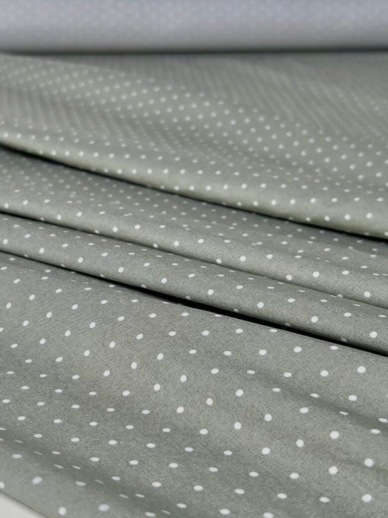 Dress-suit viscose fabric with small dot pattern "Dusty Green"