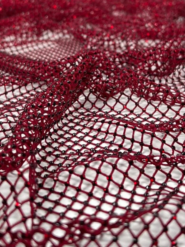 Mesh with Crystals "Burgundy"