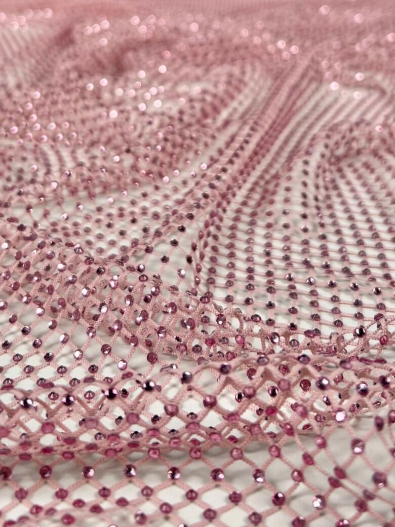 Pink Mesh with Crystals