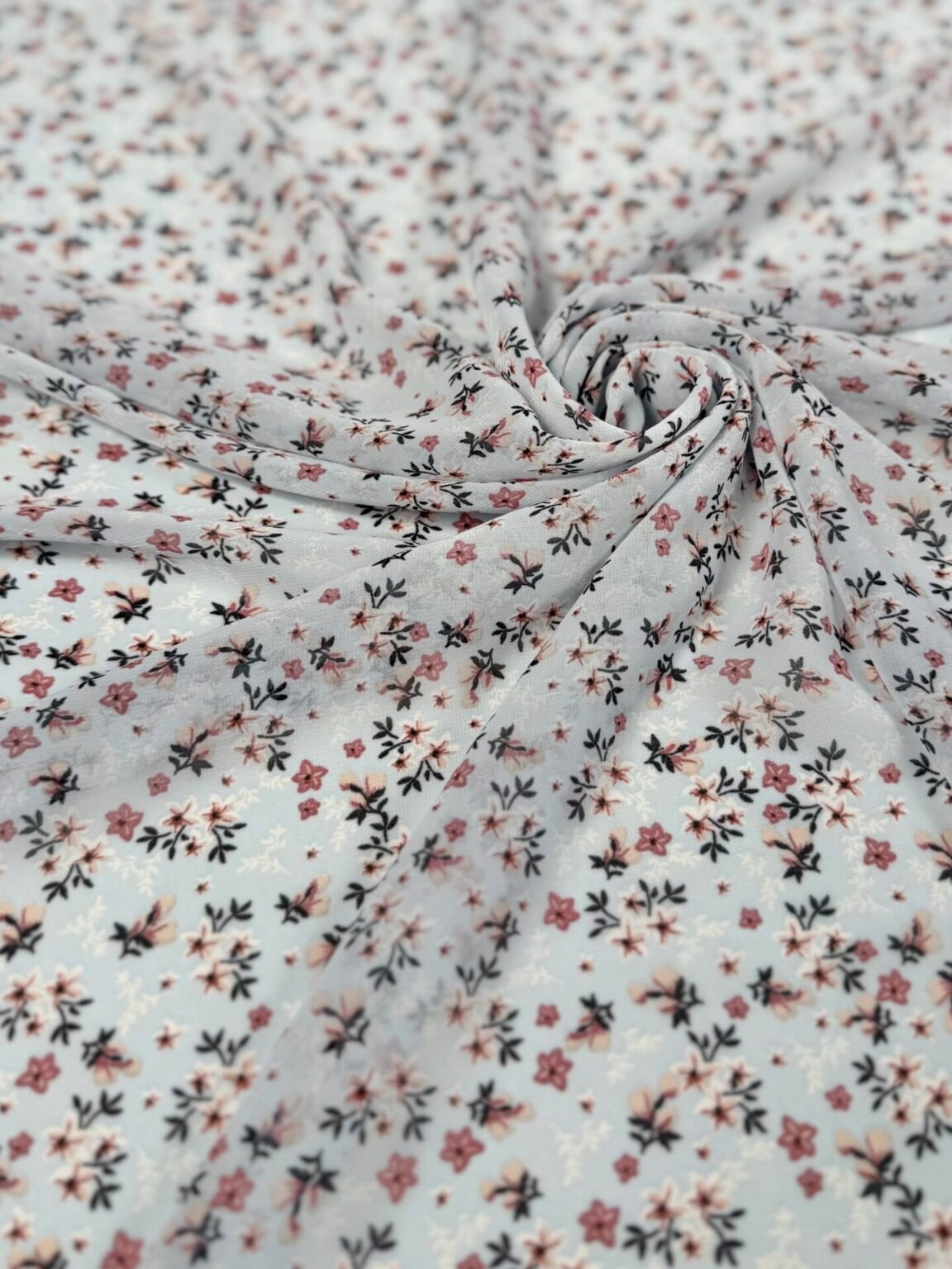 Шифон с дизайном «Tiny Flowers» голубого цвета