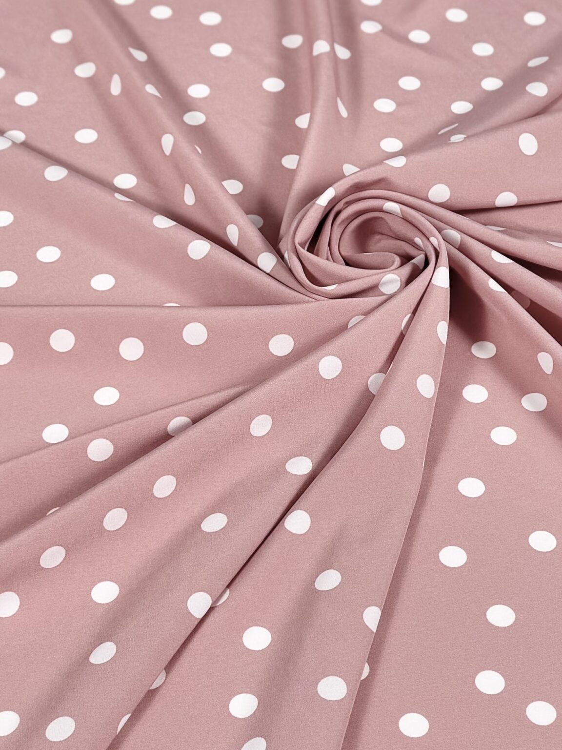"Silky" Dress Fabric with Polka Dot Pattern in Pink Color