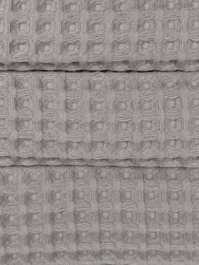 Пушистая хлопковая вафельная ткань крупного плетения «Grey»