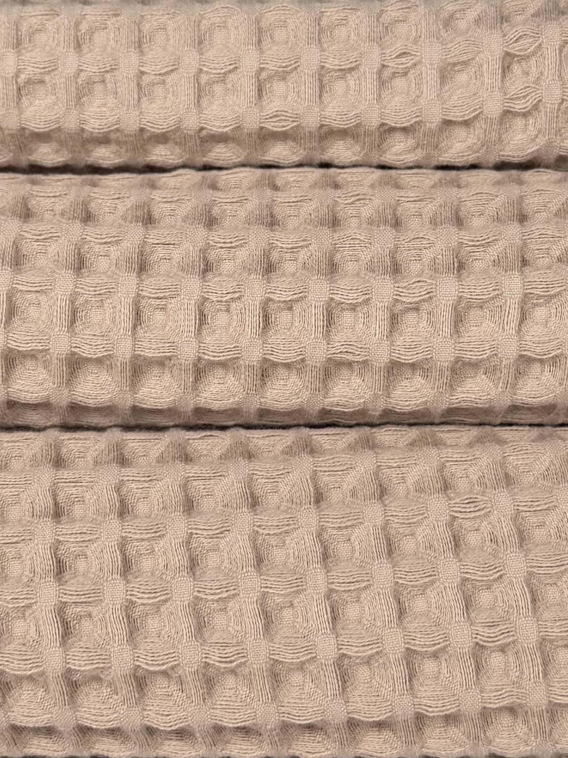 Purus medvilninis vaflinis audinys stambaus pynimo „Beige“