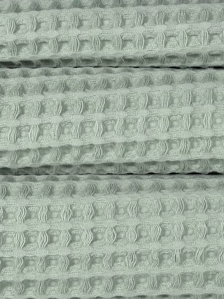 Fluffy Cotton Waffle Fabric with Large Weave "Sage Green"
